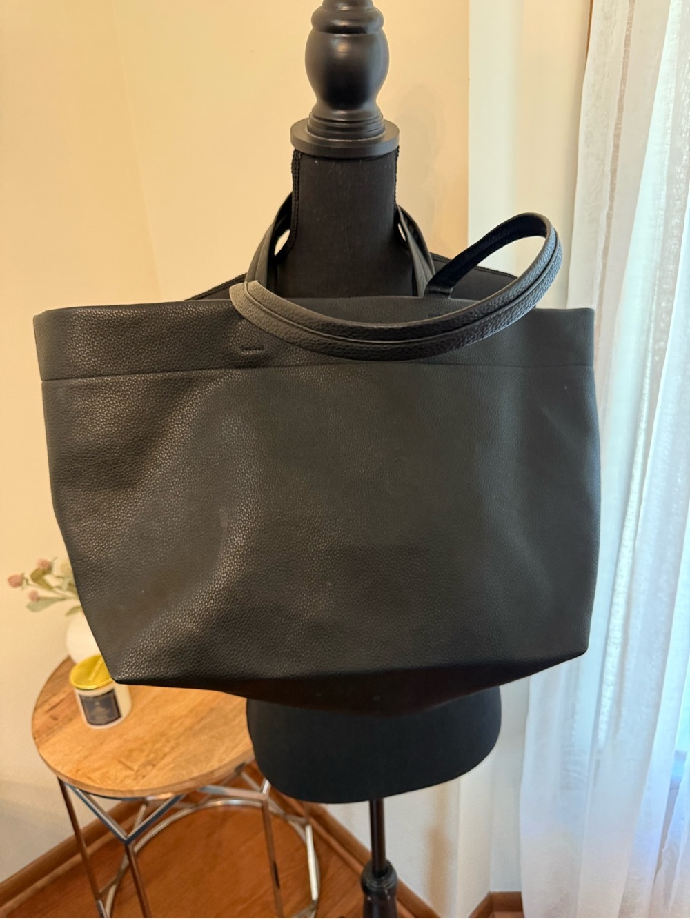 Lands' End Black Pebble Leather Tote